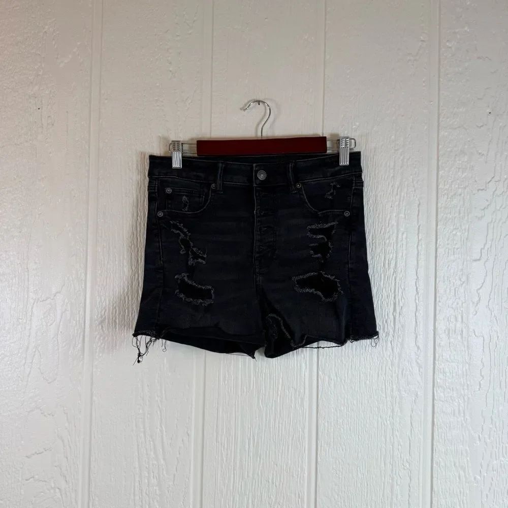 American Eagle Outfitters Black Distressed Denim Shorts